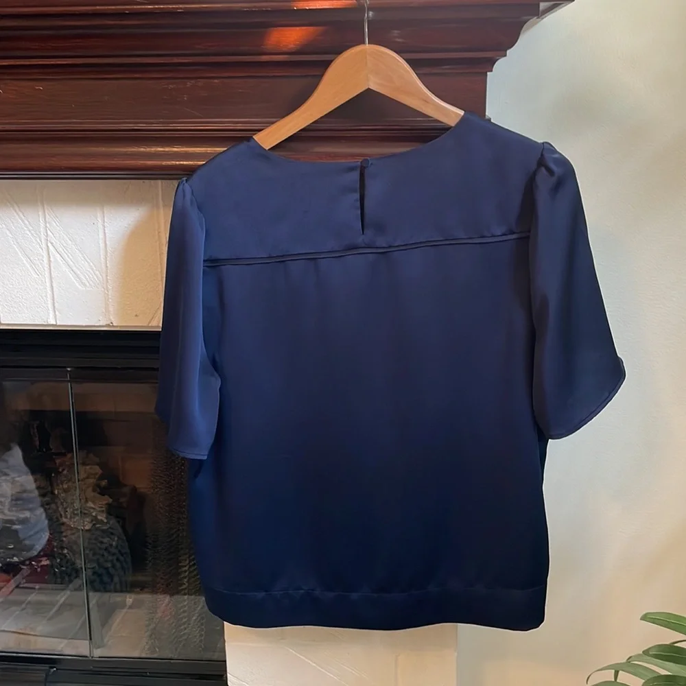 J. Crew 365 Crew Neck Blouse in Navy 12 O1 - Picture 2 of 6